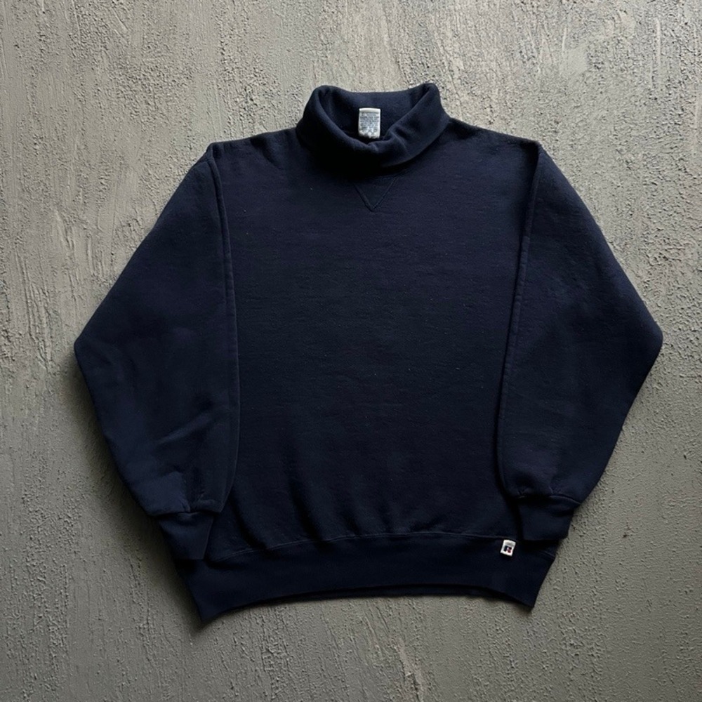 Vintage Russell Athletic Sweatshirt XL Blue 1990s Turtle Neck USA